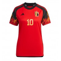 Camisa de Futebol Bélgica Eden Hazard #10 Equipamento Principal Mulheres Mundo 2022 Manga Curta